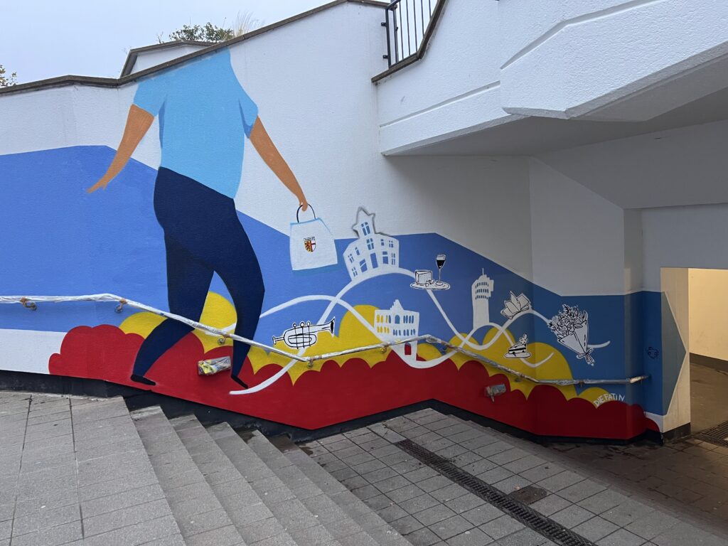 Public art installation by Fatin Rahmouni in the railway station underpass in Radolfzell, Germany.