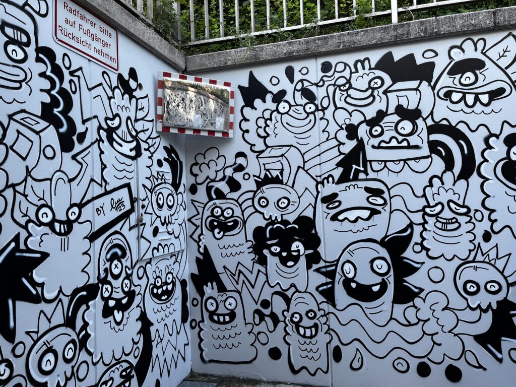 Detail view of Fatin Rahmouni’s site-specific Monster Tunnel public art project in Radolfzell.
